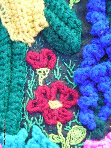 Crochet embroidery mixed media