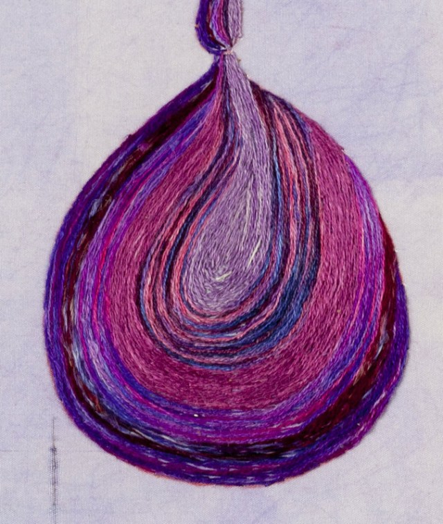 silk embroidered fluid droplet
