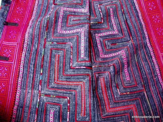 Hmong eometric applique and cross stitch