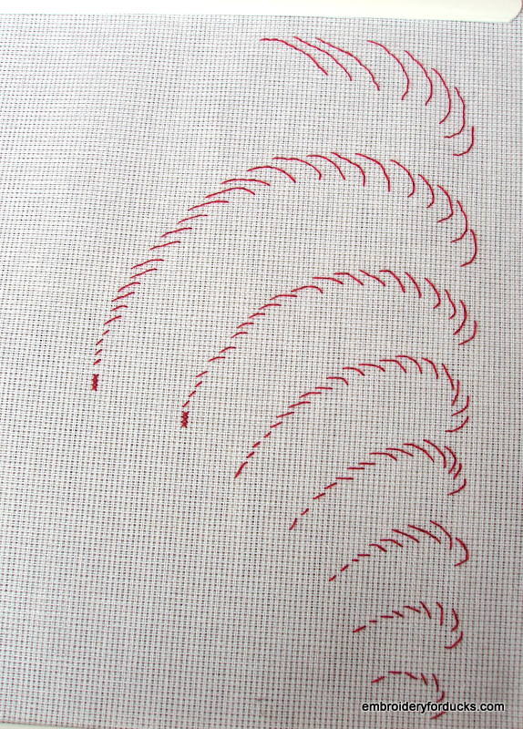 backstitch rooster feathers